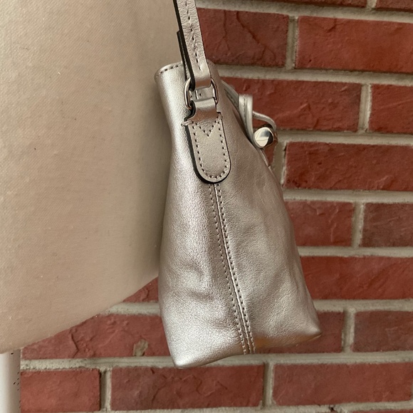 NEW Longchamp Roseau XS Crossbody Silver Leather Bucket Bag NWT - Picture 12 of 16